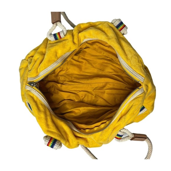 Vintage Retro Yellow Terry Rainbow Rope Handle JILL Tote Handbag Purse LGBTQ - Picture 9 of 12